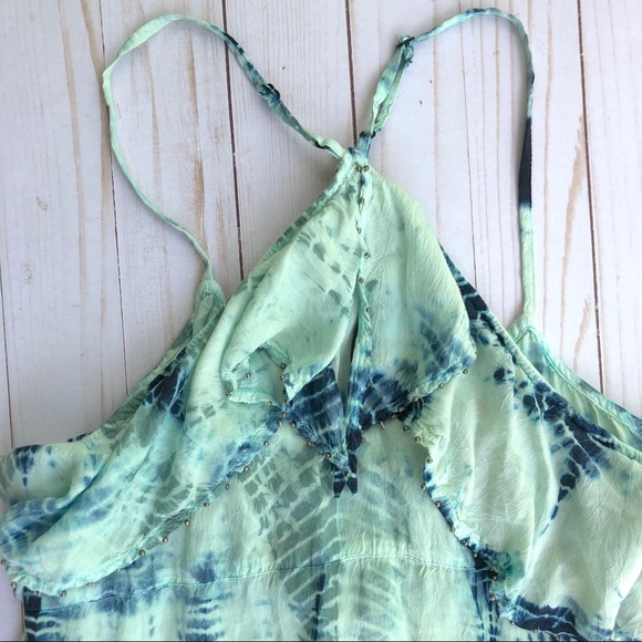EUC Free People Blue Tie-Dye layered beaded tank - Picture 8 of 8